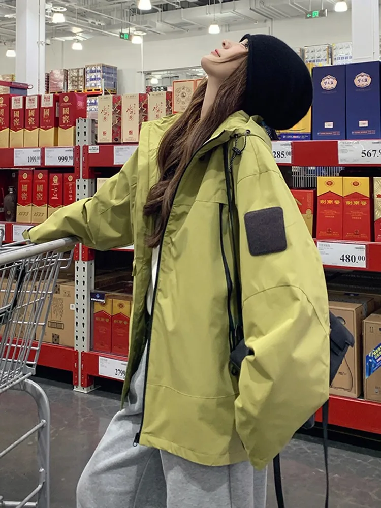 Зеленая куртка-карго с капюшоном верхняя одежда Женская весенне-осенняя