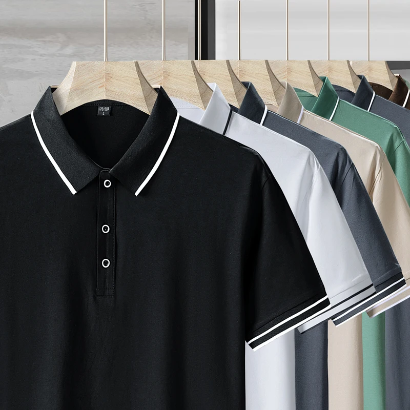 

2023 Summer Men's Short-Sleeved Offset Printed Ice Silk T-Shirt Summer New Loose Elastic Tee Young Polo Shirt for Men