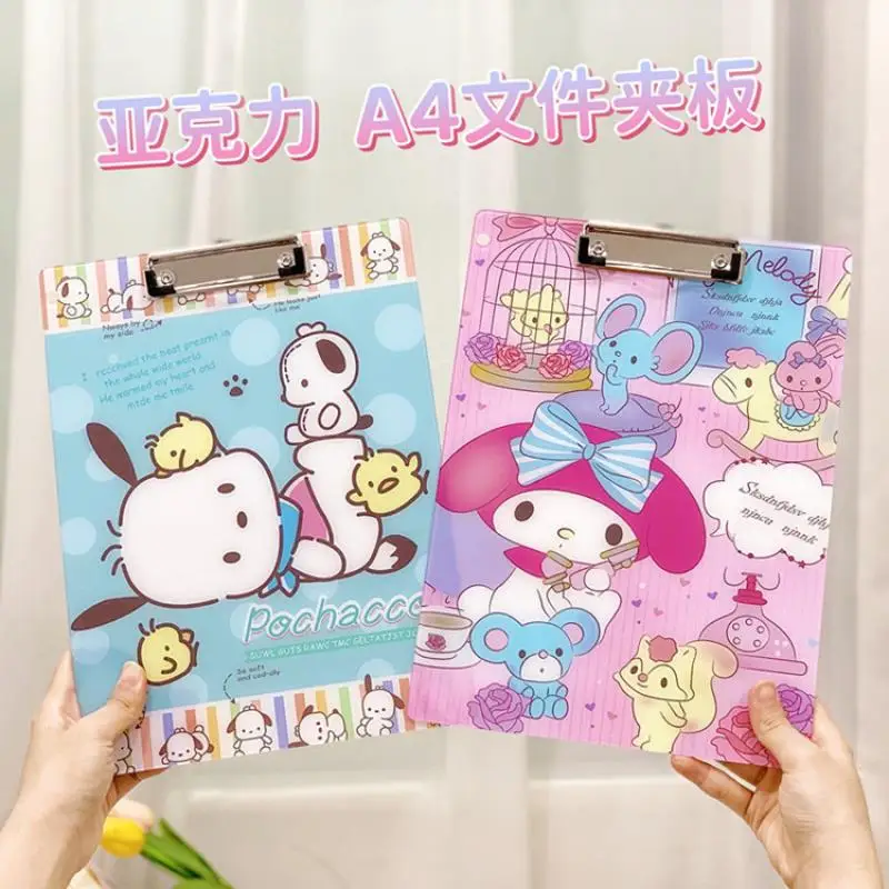 

Kawaii Sanrio Hellokitty Kuromi Mymelody Cinnamoroll понравилось Pom Purin Зажимная тарелка акриловая тарелка A4 Рождественский подарок для девочки