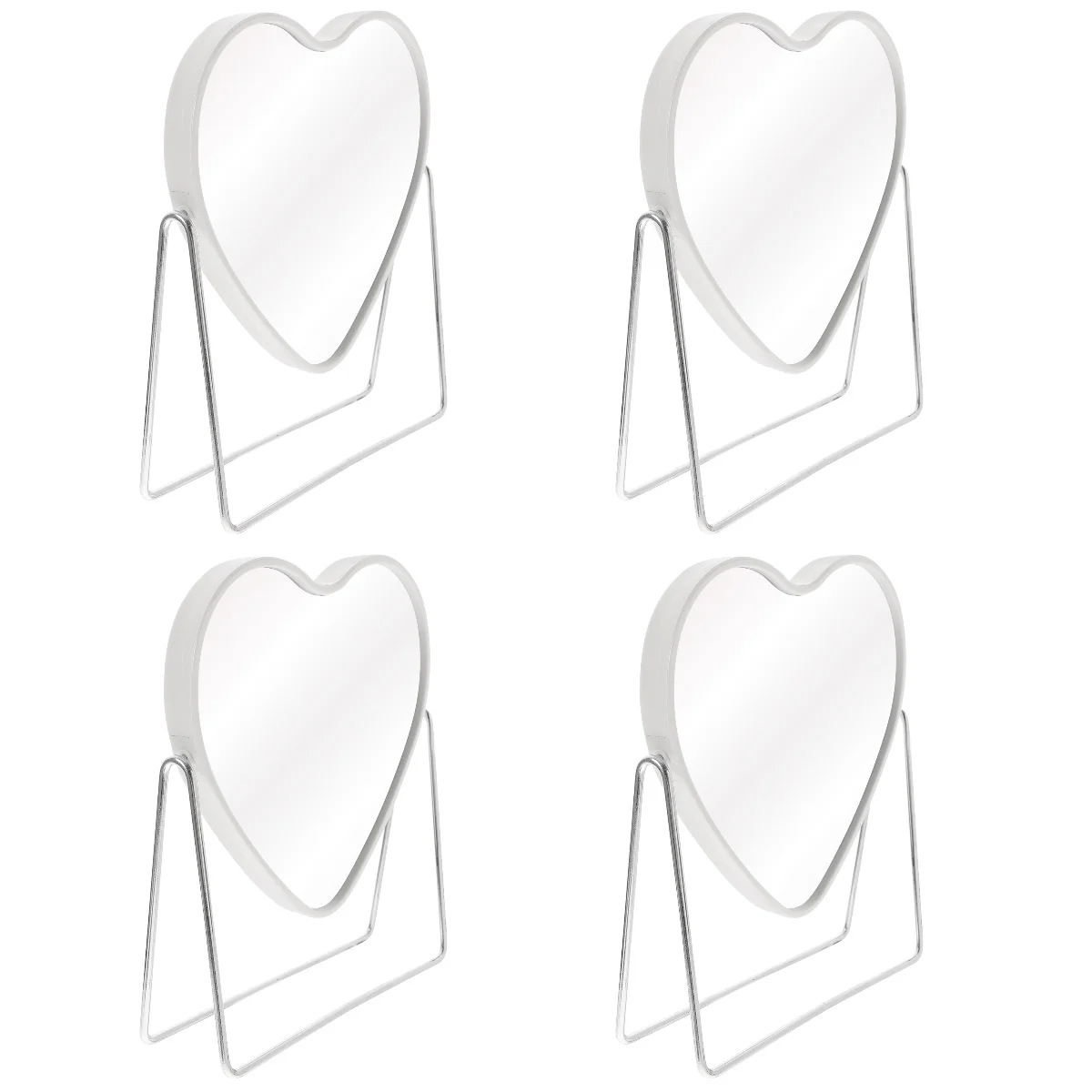 

4 PCS Make Mirror Portable Office Desk Small Mirrors Heart Shaped Mirror Double Sided Makeup Mirror Simple Rotation Mirror