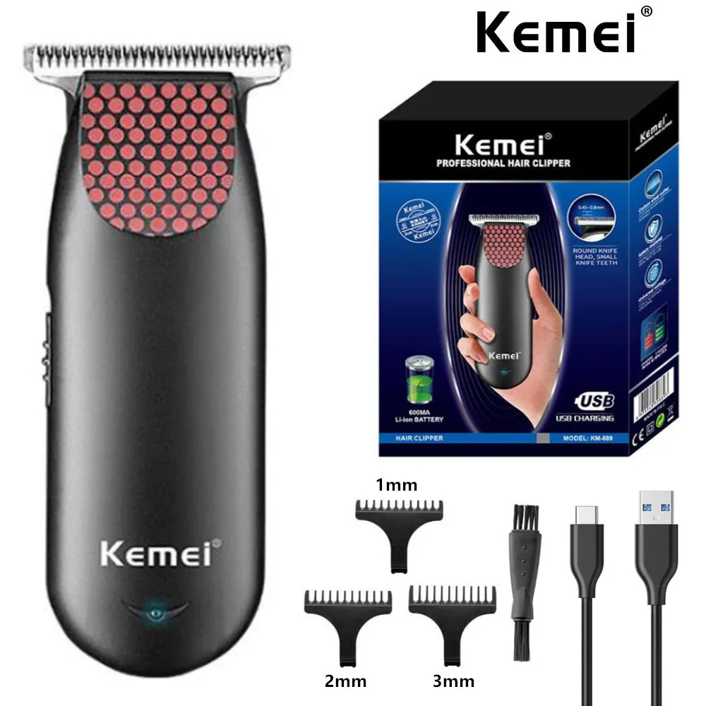 Kemei KM-889 Rechargeable BaldProfessional Pocket Cordless Hair Clipper Compact Mini Electric Beard Hair Trimmer Small Portable