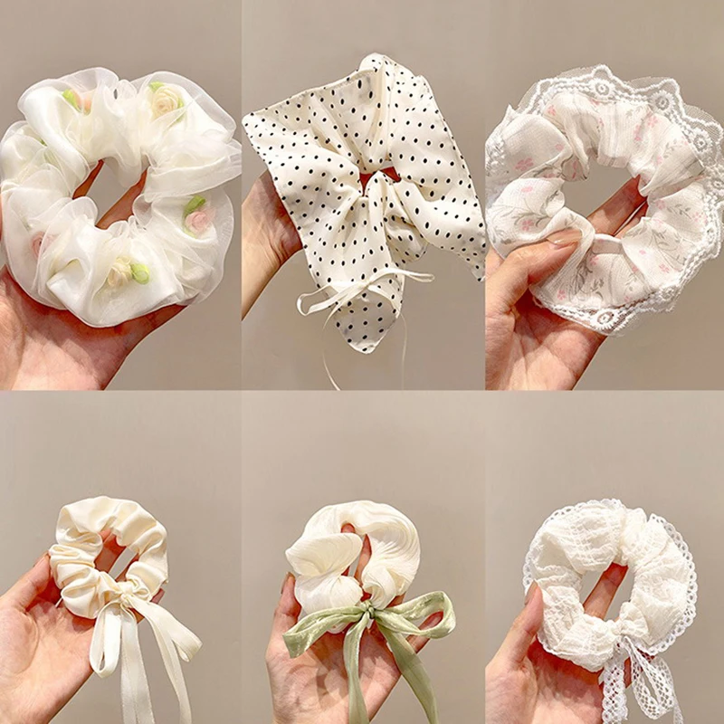 Элегантные широкие резинки для волос с кружевным краем и принтом женщин девочек