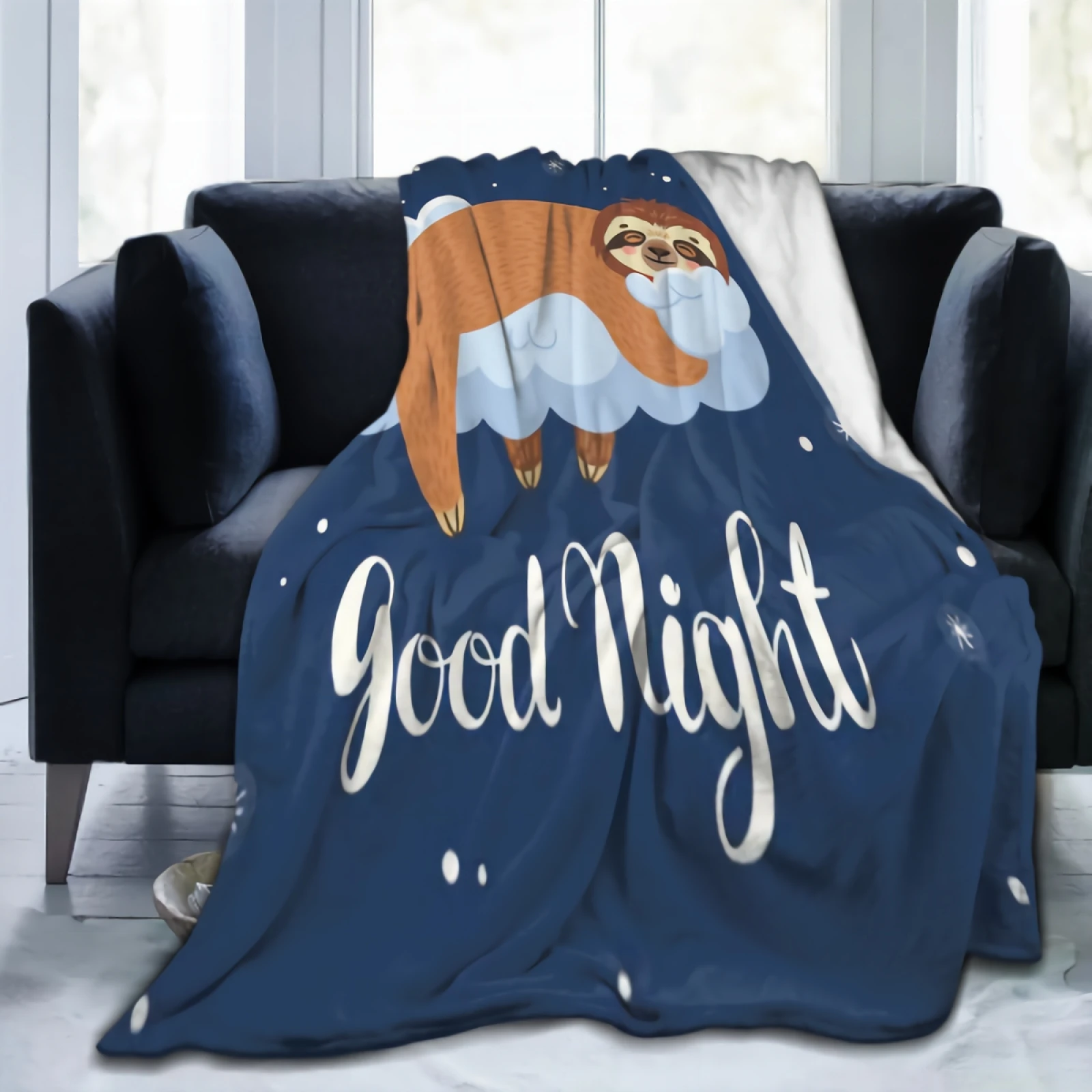 

Флисовое одеяло Anyako для сна ленивецов на облаке, размер 50x40 дюймов, супермягкое, уютное, роскошное, хорошая ночь, синее одеяло для кровати