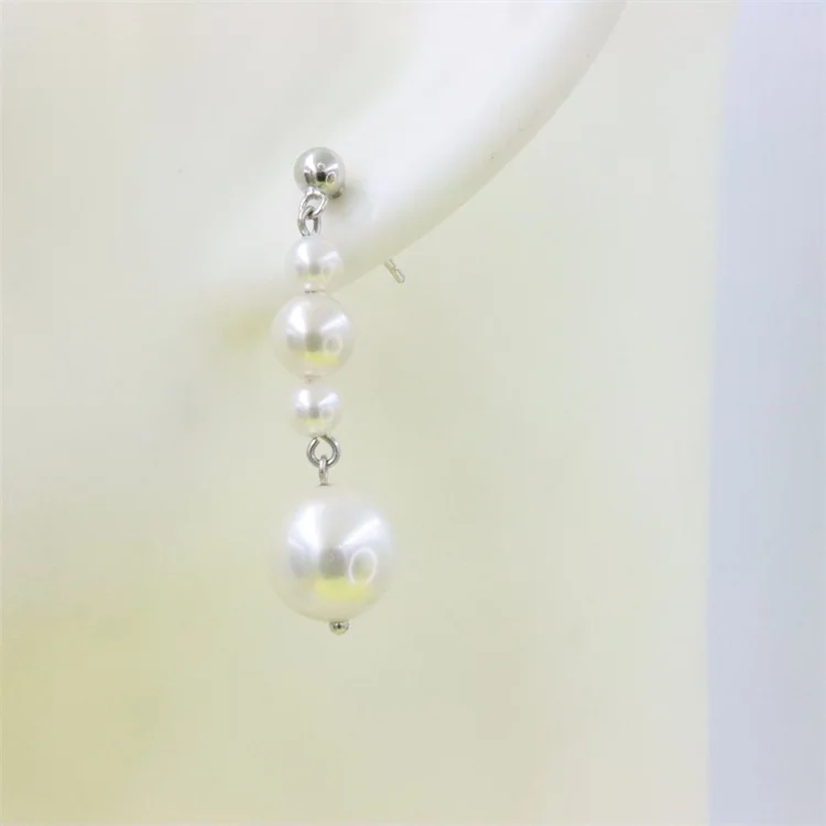 

ZFSILVER 100% 925 Sterling Silver Trendy Simulation White Pearl Long Tassel For Female Wedding Pendant Earrings Korean Jewelry