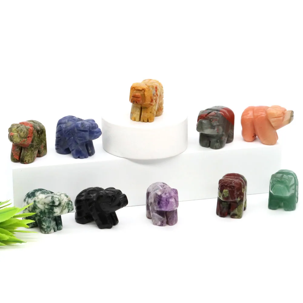 

1.2" Bear Statue Natural Stone Carving Animal Figurine Collection Crafts Decoration Crystal Reiki Healing Room Decor Ornaments