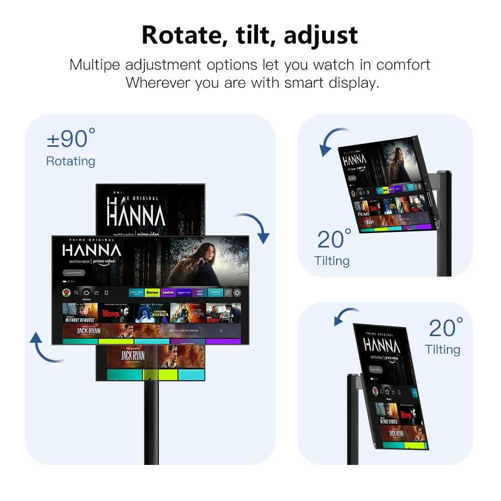 Черный 4 ГБ + 64 ЖК-дисплей 21 5-дюймовый телевизор FHD 2K IPS с сенсорным экраном Smart Android