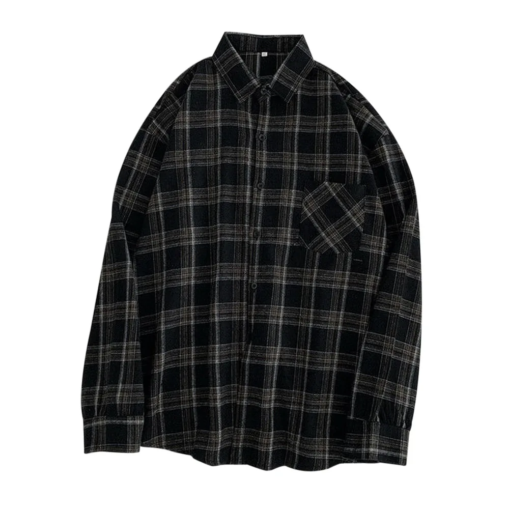 

Loose Lapel Plaid Print Ladies Shirt Shirt Women