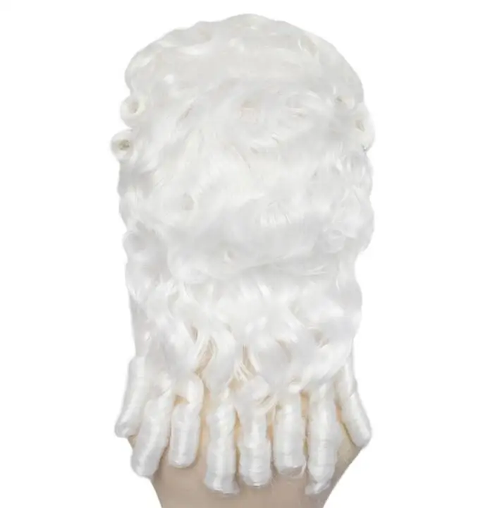 Женский парик для косплея 16-дюймовый белый юриста судьи вьющийся исторический