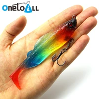 onetoall 25g 125mm big soft lure artificial bait paddle tail with hook shad bass glow swimbait deep sea silicone fishing tackle
