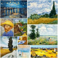 famous artist van gogh starry sky iris flower sunrise landscape diy 14ct 25ct 28ct cross stitch embroidery kits