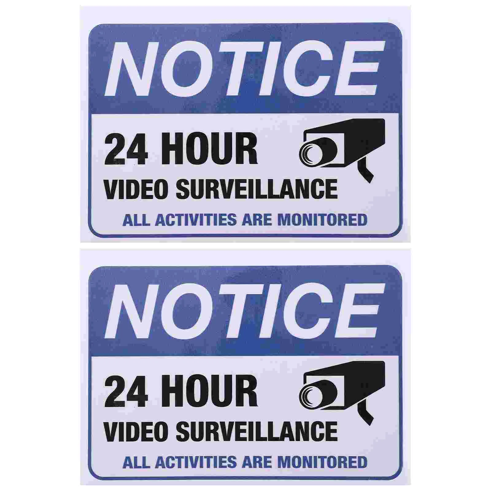 

2Pcs Monitored Warn Sticker Video Monitored Decal Adhesive Warning Sticker Adhesive Caution Decal