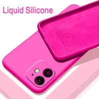 original square liquid silicone case for iphone 12 pro max 13 11 mini x xs xr 7 8 plus se 2 2020 full lens protection cover