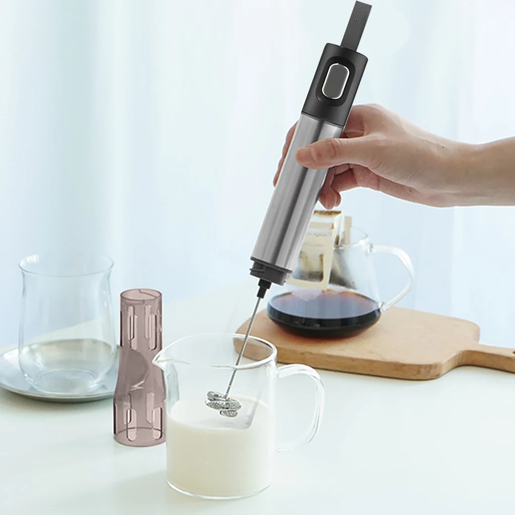 

Small Electric Milk Frother Steel Egg Beater Stirrer Battery Operated Travel Whisk Coffee Foamer Stirring Baking Tool Utensil