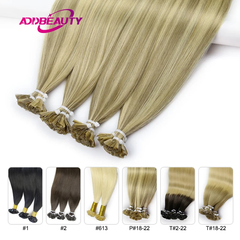Straight Human Hair Extension By Fusion Flat Tip Keratin Capsules 0.8g/ 1g/Strand 50pcs Natural Hair Extension Ombre Blond Color