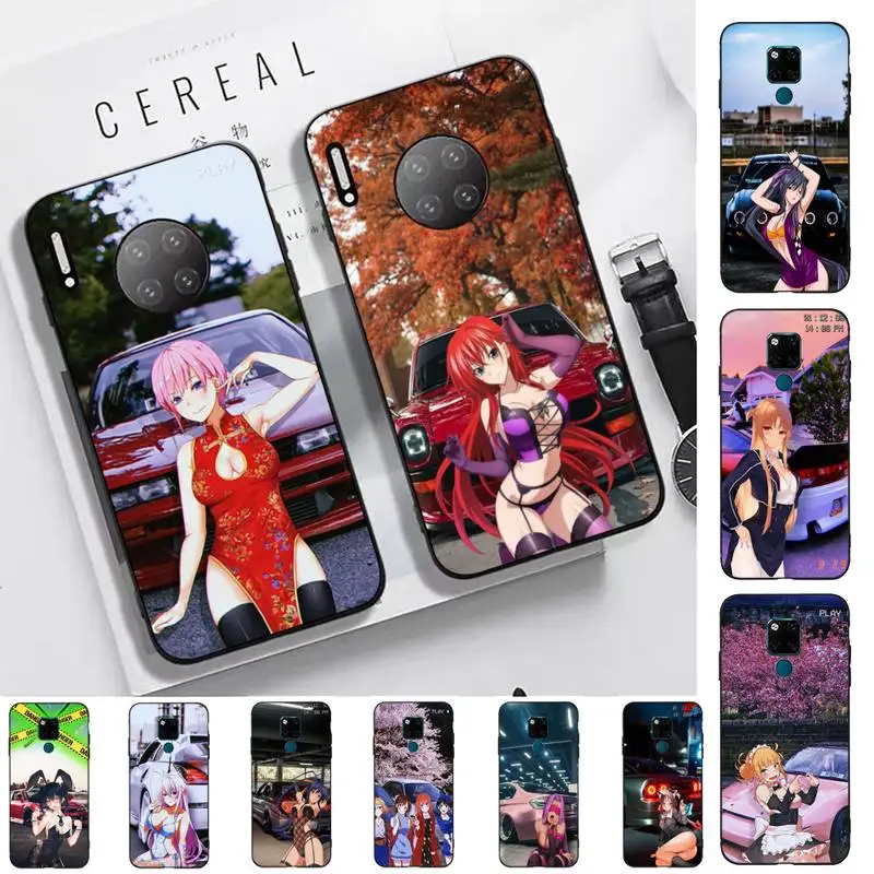 

Anime Girl JDM Sports Car Drift Phone Case for Huawei Mate 20 10 9 40 30 lite pro X Nova 2 3i 7se
