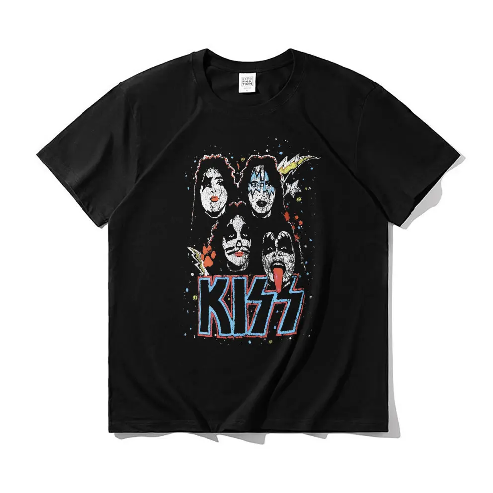 

Kiss Art Graphic Print T-shirts Fashion Men Women Hip Hop Rock Punk Gothic Tshirt Summer Unisex Vintage Cotton Tee Short Sleeve