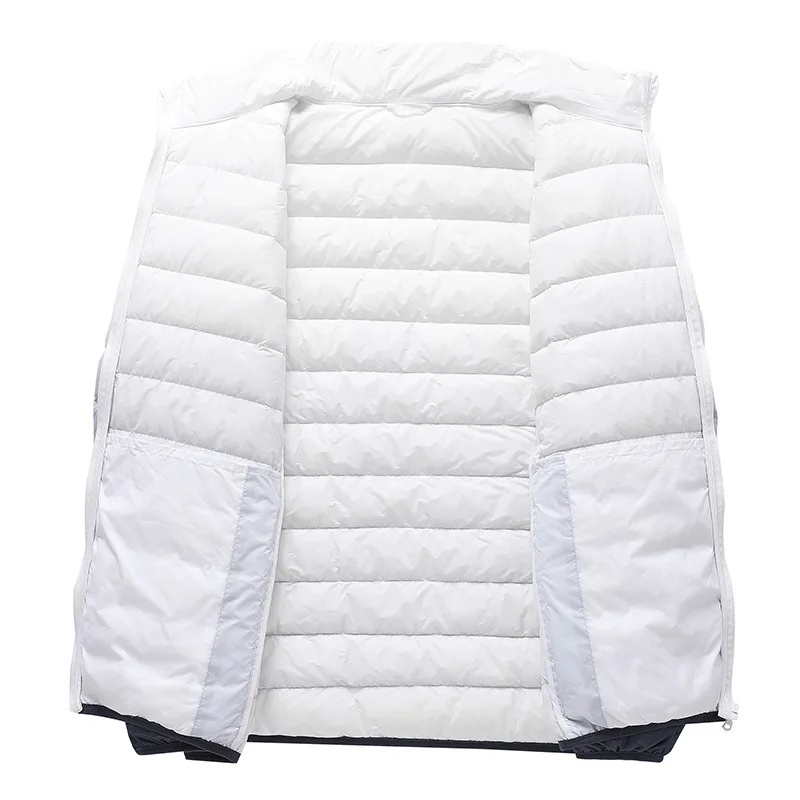 Schinotch Men's Down Jacket Gradient Color Warm Down Waistcoat Autumn Winter Casual Zipper Light Vest Coat Male Outwear