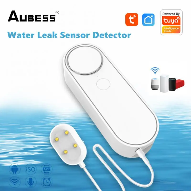 

Датчик утечки воды Aubess Tuya, сигнализация с оповещением об обнаружении перелива воды