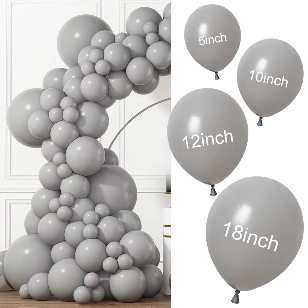 100 шт. комплект серых гирлянд из воздушных шаров 5/10/12/18 дюймов пастельно-серый