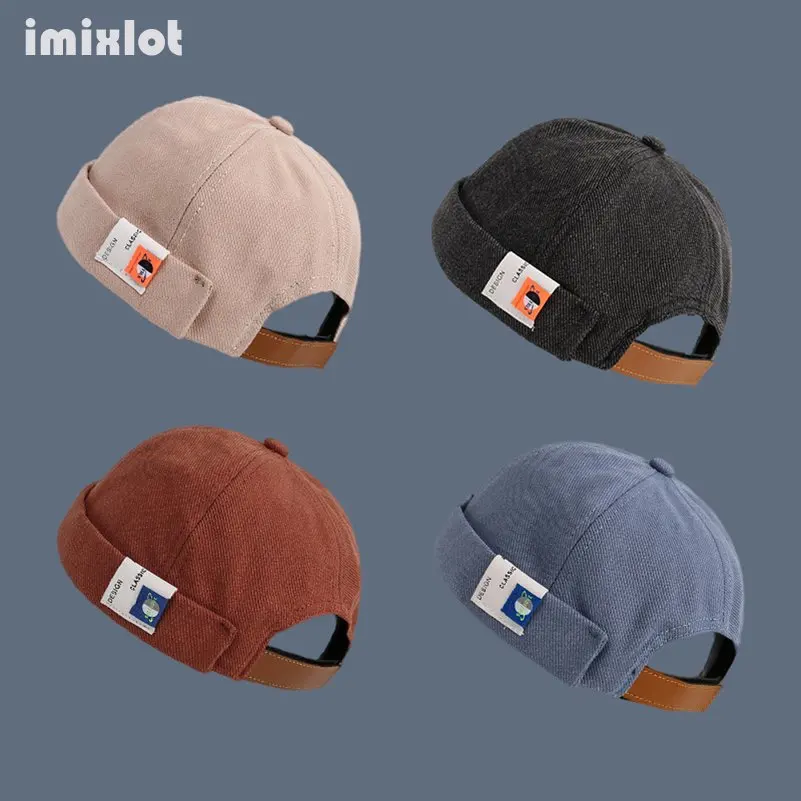 

Brimless Men Hat Docker Hat Beanie Sailor Hats Cap Cotton Breathable Spring Autumn Hat Retro Adjustable Women Hip Hop Hat