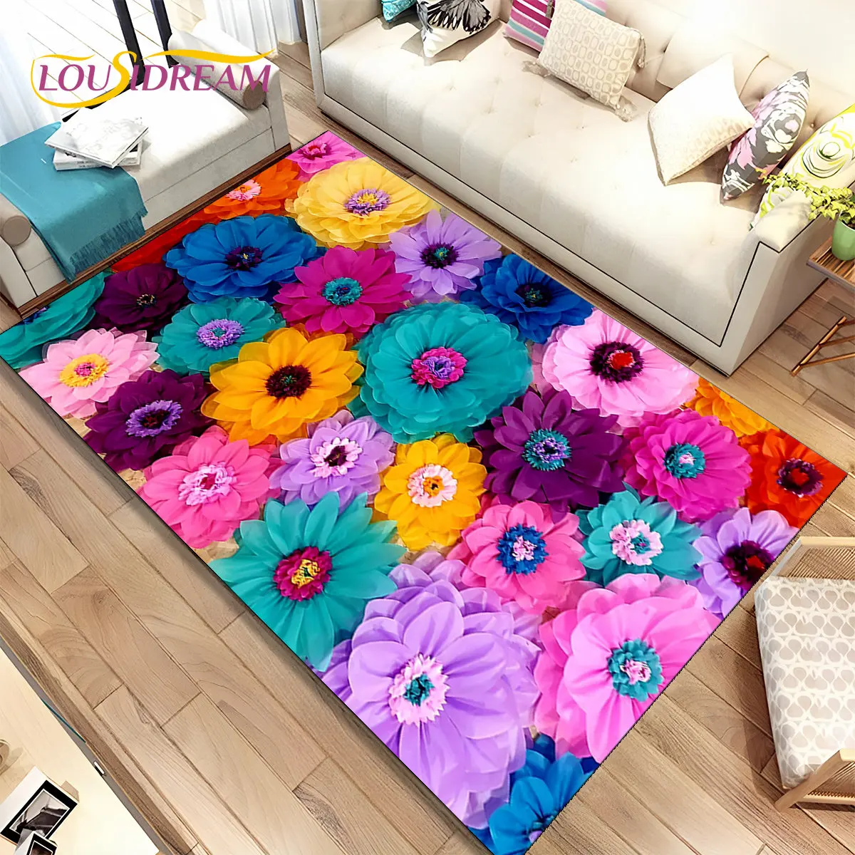 

Nordic 3D Daisy Flower Area Rug,Carpet Rug for Home Living Room Children Bedroom Sofa Doormat Decor,kids play Non-slip Floor Mat