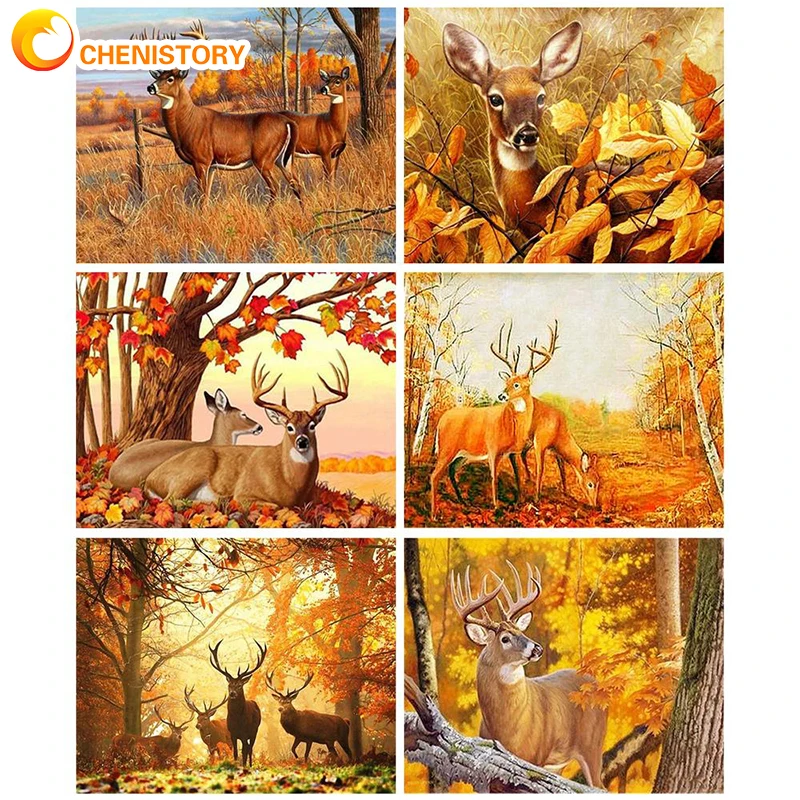 

CHENISTORY Paint By Numbers Kits For Adults Kids Milu Deer Landscape Pictures Drawing On Canvas HandPainted DIY Coloring By Numb