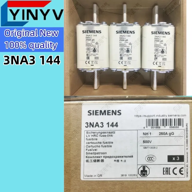 

2pcs Fuse 3NA3144 250A NH1-gG fusible core fuse 500V 3NA3 144 Original New 100% quality