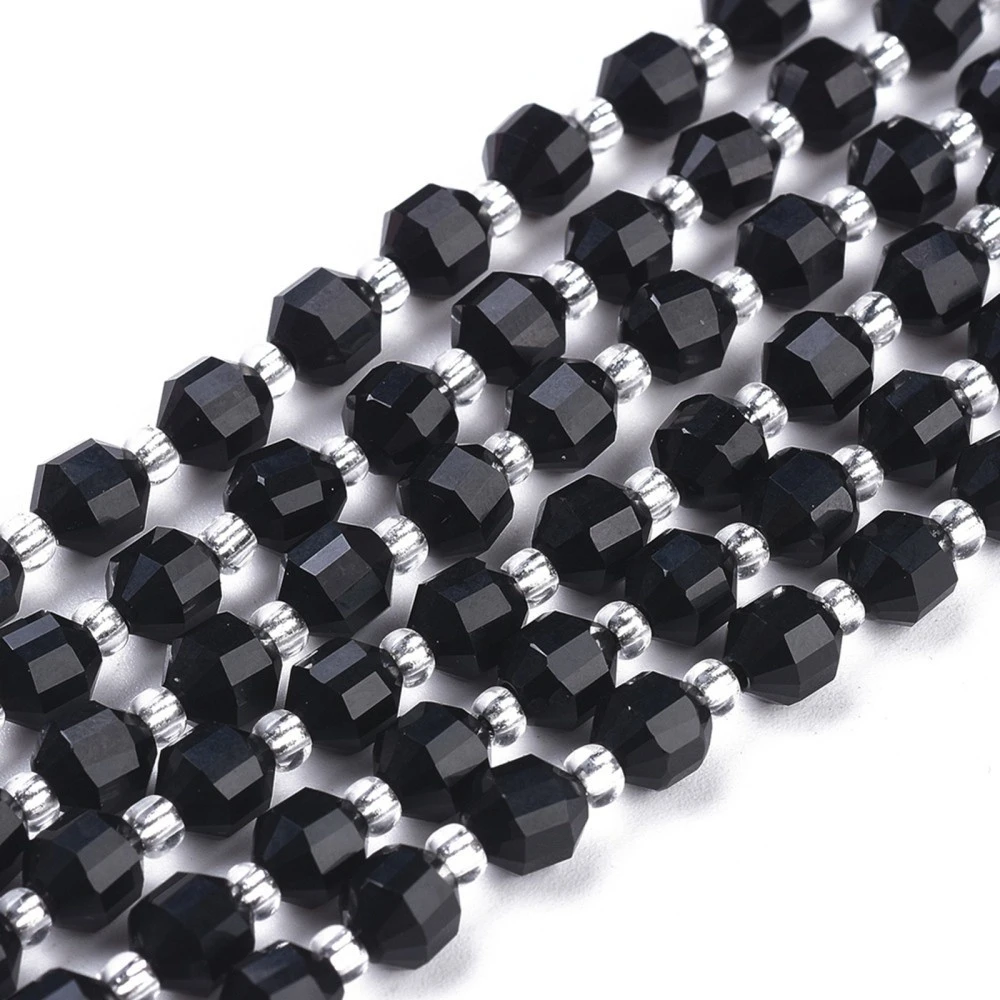 

1Strand Natural Black Onyx Beads Strands Round Faceted 6x5.5mm Hole: 1.2mm about 49PCS strand 15.35 inch(39cm)
