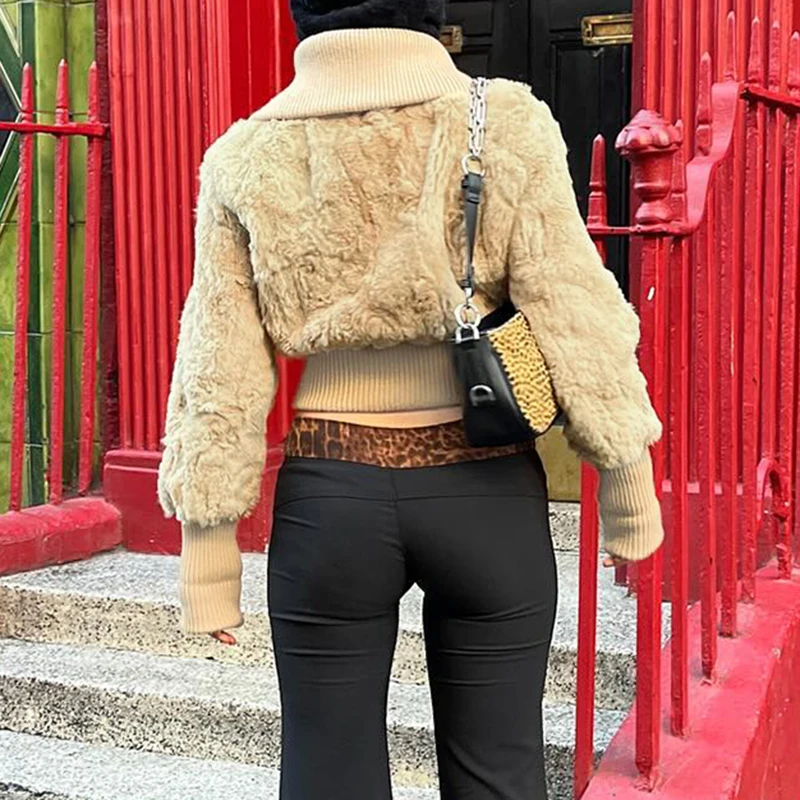 HEYounGIRL стильное пальто из искусственного меха в стиле пэчворк женское уличное