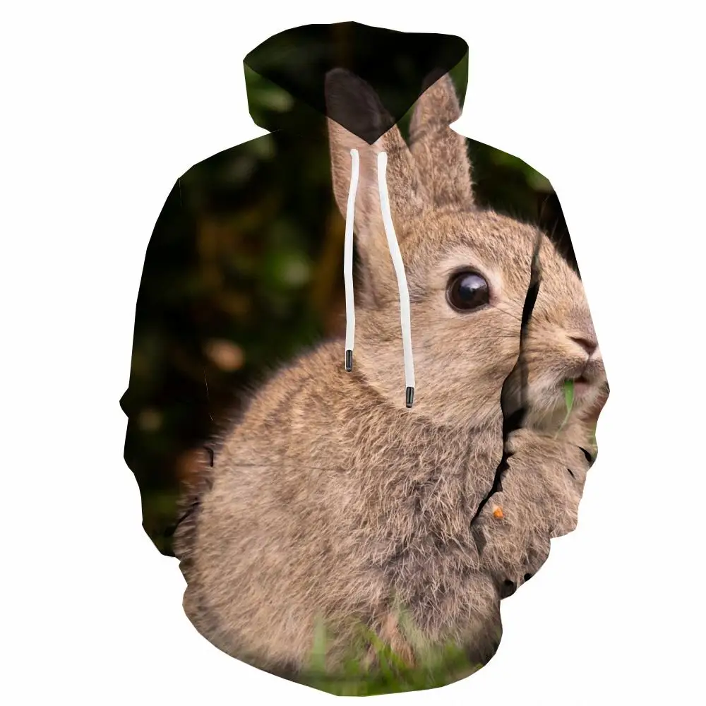 

Somepet Animal Hoodie Men Rabbit 3d Printed Cute Hooded Casual Long Sleeve Streetwear Casual New High Quality
