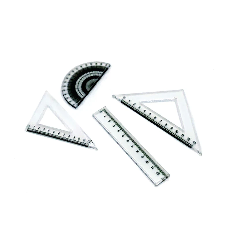 

4 шт. 1:12 миниатюрная линейка для кукольного домика транспортир треугольная линейка выпрямитель модель инструмент для рисования аксессуары для кукольного домика