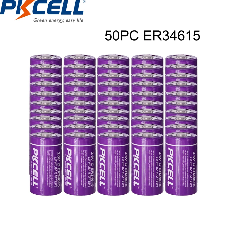 

50PC PKCELL ER34615 34615 Type D intelligent water meter instrument electric flow meter PLC 3.6 V lithium battery ER34615