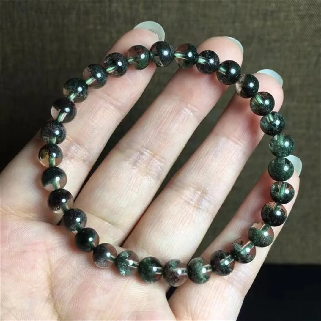 

6mm Natural Green Phantom Quartz Bracelet For Women Lady Men Healing Luck Crystal Clear Round Beads Stone Strands Jewelry AAAAA
