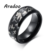 aradoo laser tricolor camouflage titanium steel mens sports outdoor ring casual all match ring