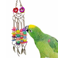 1 pc bird chewing toy colorful beads bird parakeet bite resistant play hanging toy parrot accessories