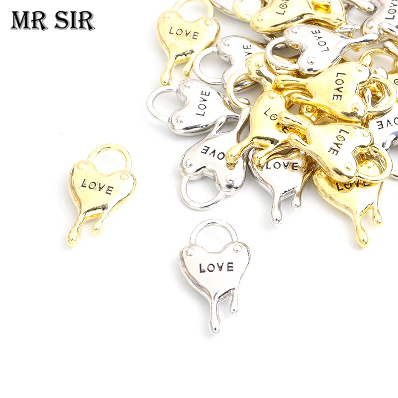 

10pcs Trendy Metal Melted Heart Charm For DIY Earrings Necklace Love Heart Lock Pendant Fashion Gothic Punk Y2K Jewelry Findings