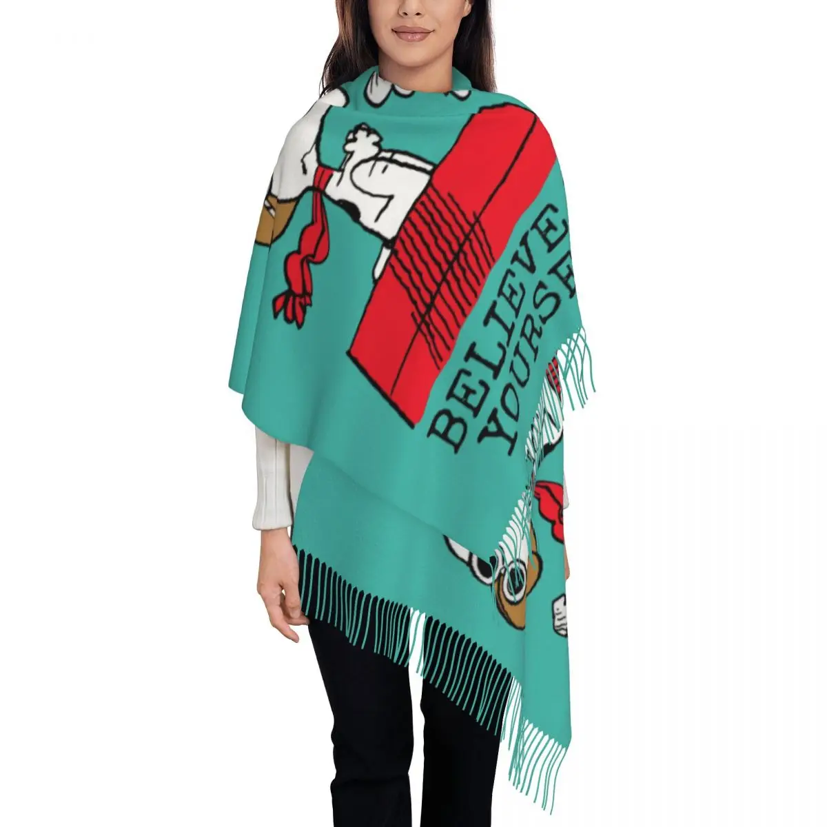 Шарф Snoopys The Flying Ace с персонализированным принтом для женщин и мужчин зима-осень