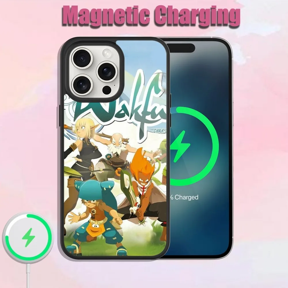 Чехол для телефона Game W-Wakfu iPhone 13 15 11 12 14 Plus Pro Max Магнитный чехол Magsafe со стеклянной