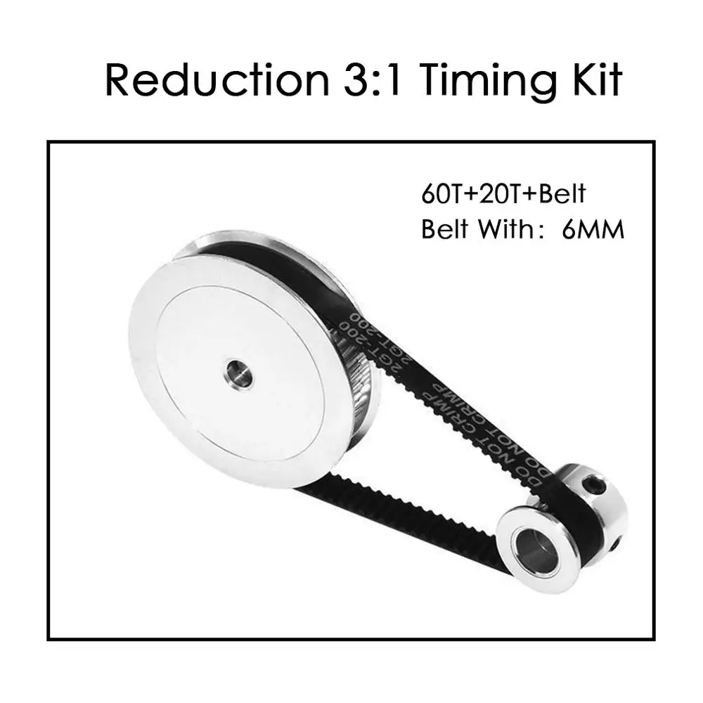 

GT2 Timing Belt Pulley 60teeth 20T 5mm/8mm Reduction 3:1/1:3 Belt Width 6mm for 3D Printer Closed Loop Synchronous Timing Belt