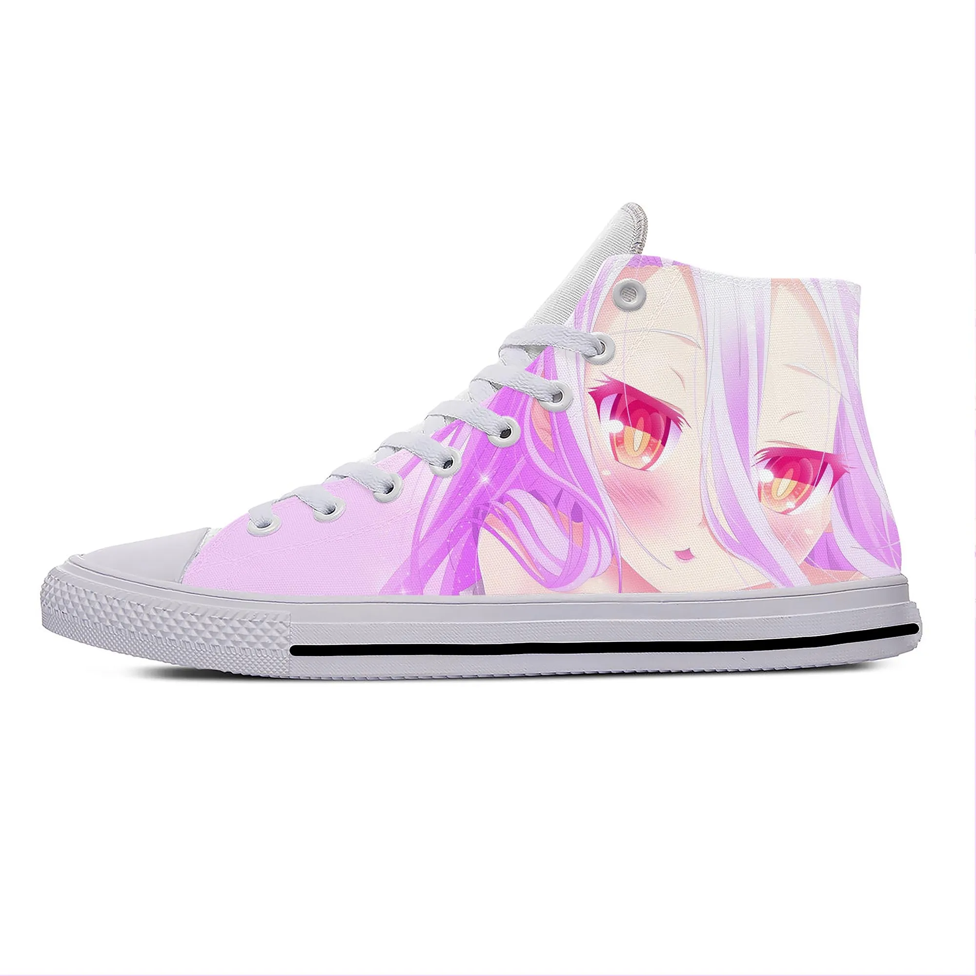 

Cartoon Anime Manga No Game No Life Shiro Fashion Casual Cloth Shoes High Top Lightweight Breathable 3D Print Men Women Sneakers