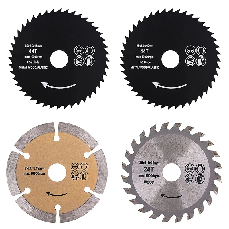 

3-3/8In Circular Saw Blade Set 4Pack 15Mm Arbor Carbide Tip TCT/HSS/ Diamond Circular Saw Blade Fit Craftsman Trak Cut