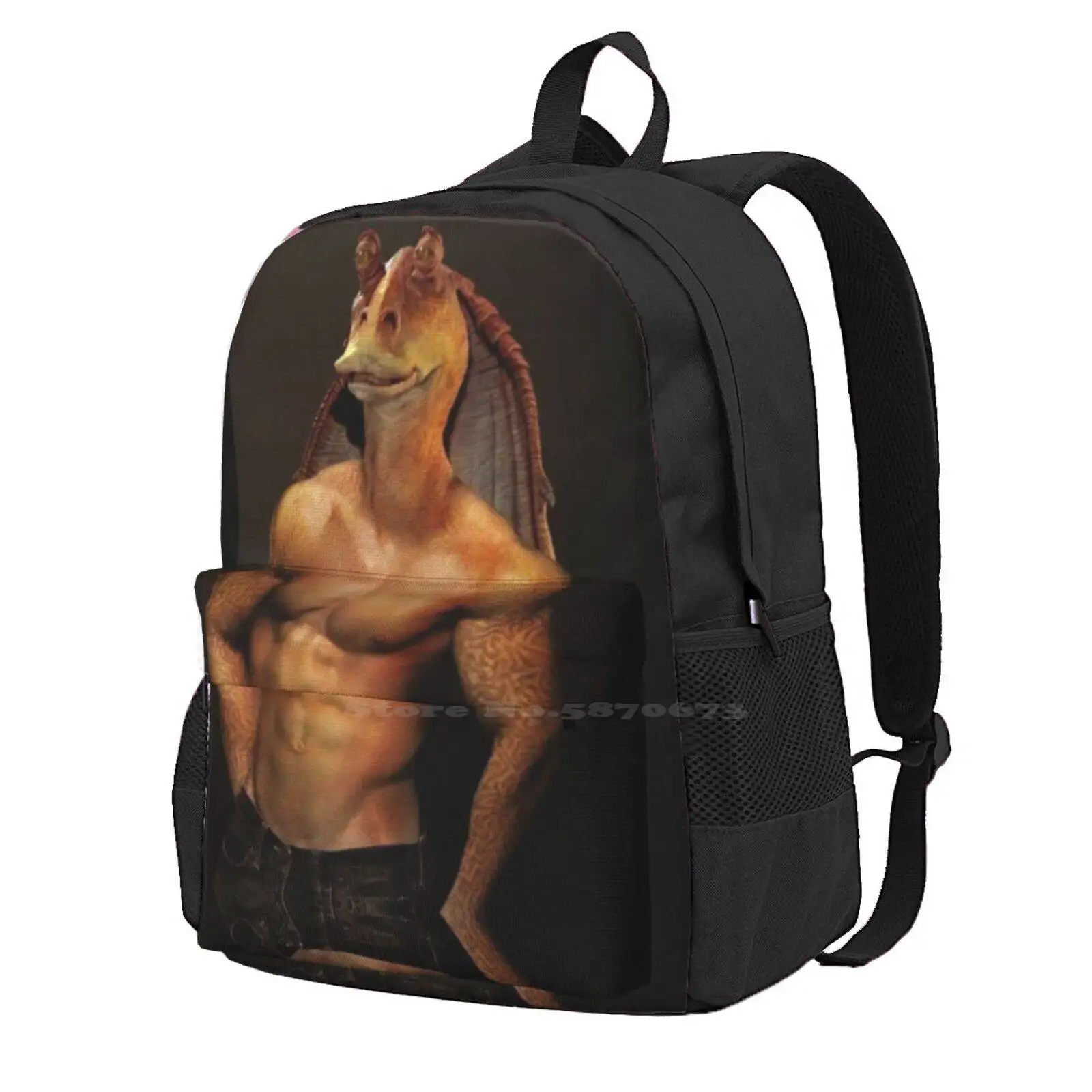 Jar Jar Binks School Storage Bag Student'S Backpack Jar Jar Binks Shirtless Sith Jedi Gungan George Lucas Phantom Menace Senate