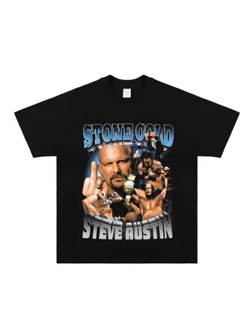 Stone Cold Steve Austin WWE Wrestling винтажная футболка из чистого хлопка с короткими рукавами, высокого качества