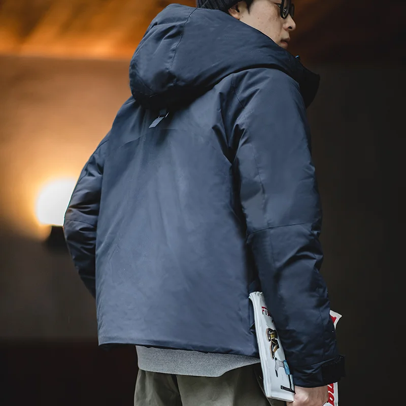 Maden Stand Collar Parkas Outdoor Winter Warm Padded Jacket Thick Hooded Coat Warm Windproof Outwear Solid Color 2022 New