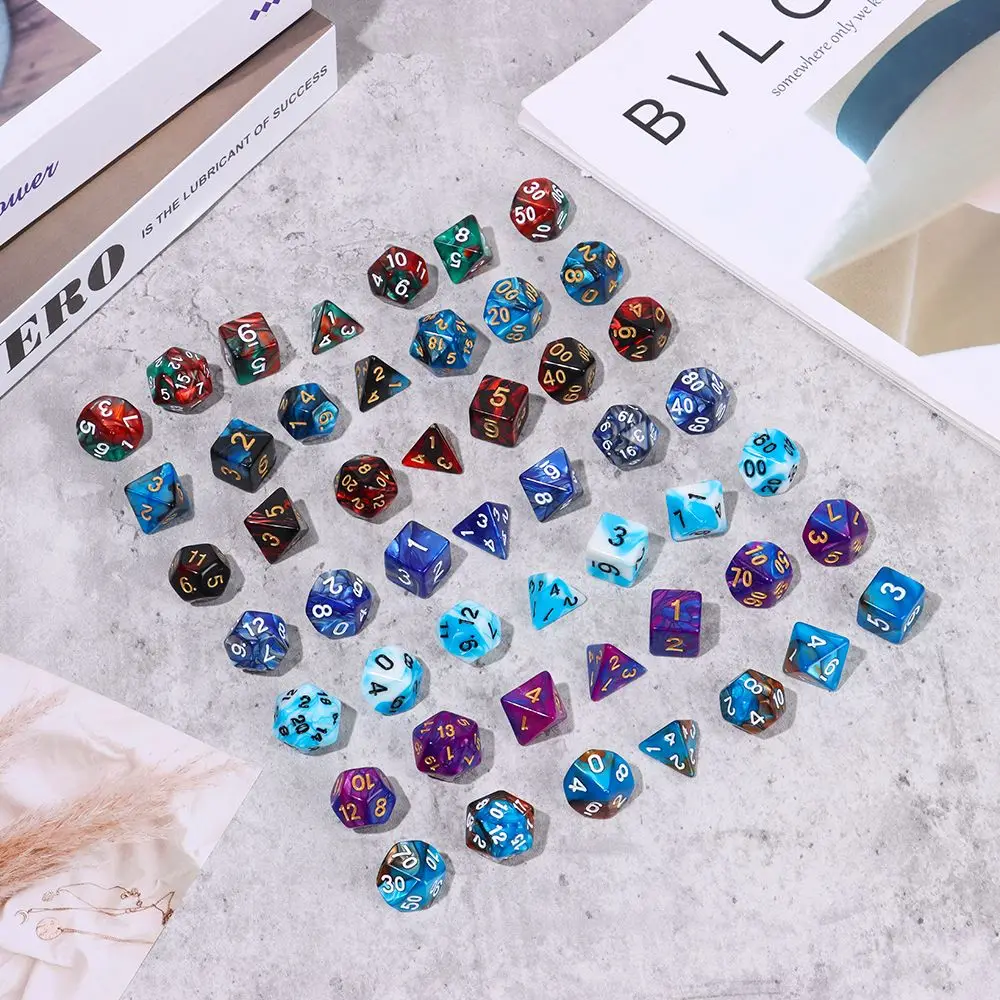 7 шт. многогранные Двухцветные Акриловые игральные кости для TRPG DND аксессуары