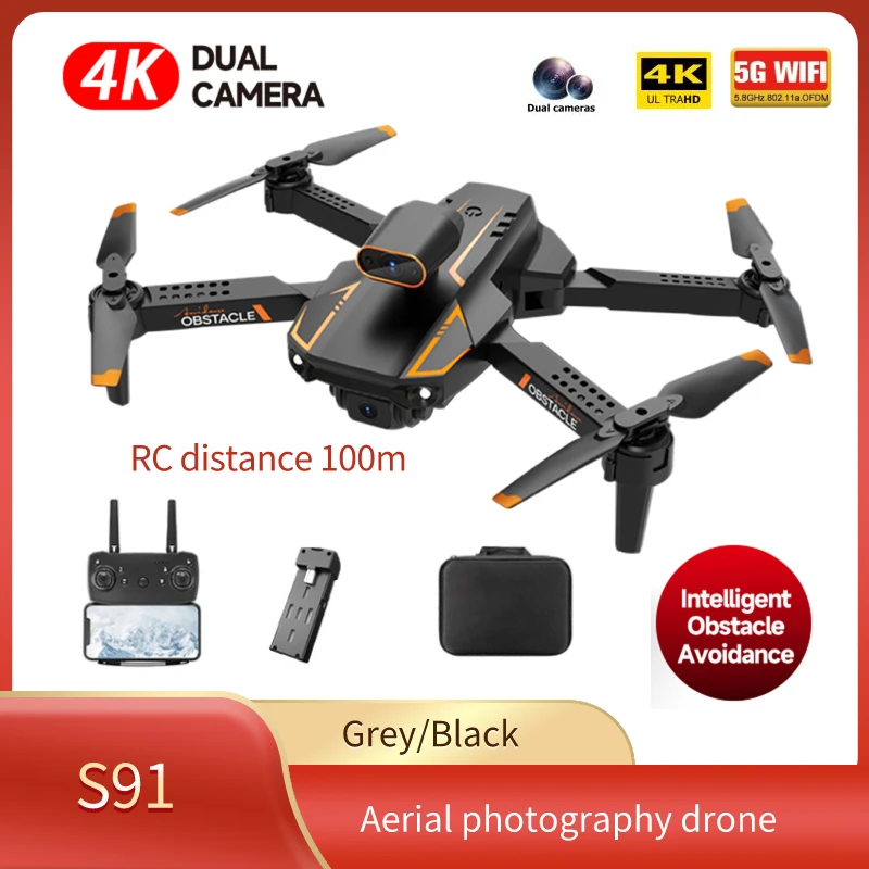 

S91 Drone with Dual Camera 4K Professional Foldable Quadcopter with 360 Degree Obstacle Avoidance 5G Mini Drone RC Toy