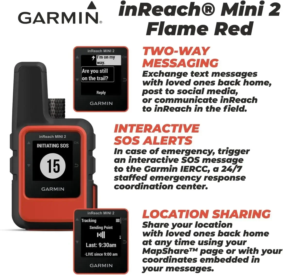 Для спутникового коммуникатора Garmin inReach Mini 2 (огнево-красного цвета) с комплектом