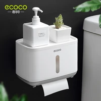 ecoco bathroom organizer storage box toilet paper holder tissue box waterproof wall mounted paper roll paper dispenser