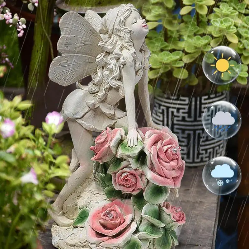 

Angel Statues For Gardensolar Energy Flower Fairy Solar Resin Handicraft Garden Villa Decoration Small Night Light
