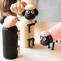 3d sheep doll expression glass mug 300ml cute portable water bottle silicone shell childrens beverage bottle creative gift